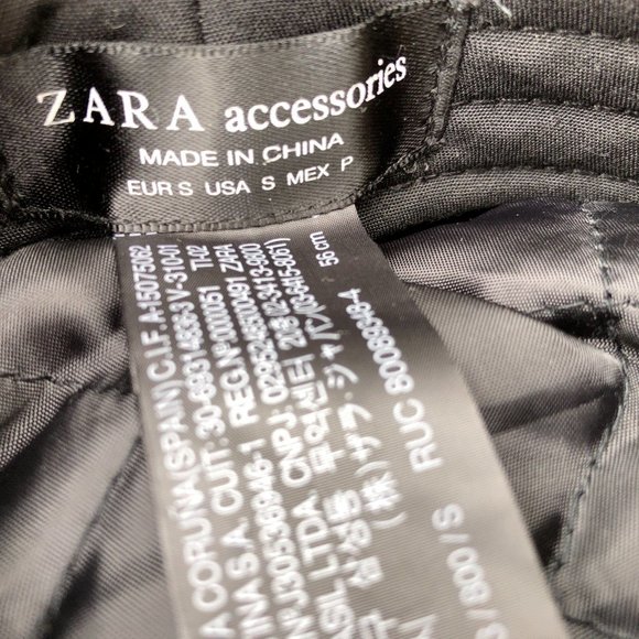 ZARA Military Army Hat Women's Wool Blend Quilted Lining Cap Blue Chain - Picture 2 of 8